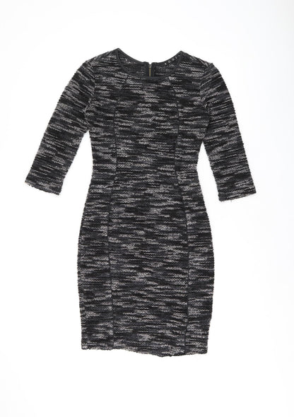 AGGI Womens Grey Polyester Bodycon Size 6 Boat Neck Zip