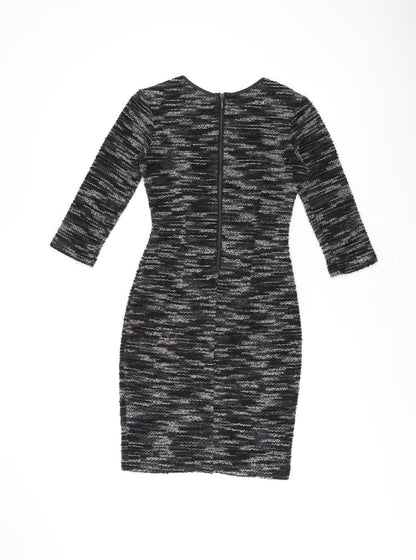 AGGI Womens Grey Polyester Bodycon Size 6 Boat Neck Zip