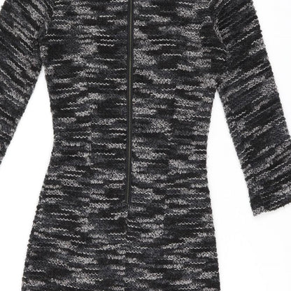 AGGI Womens Grey Polyester Bodycon Size 6 Boat Neck Zip