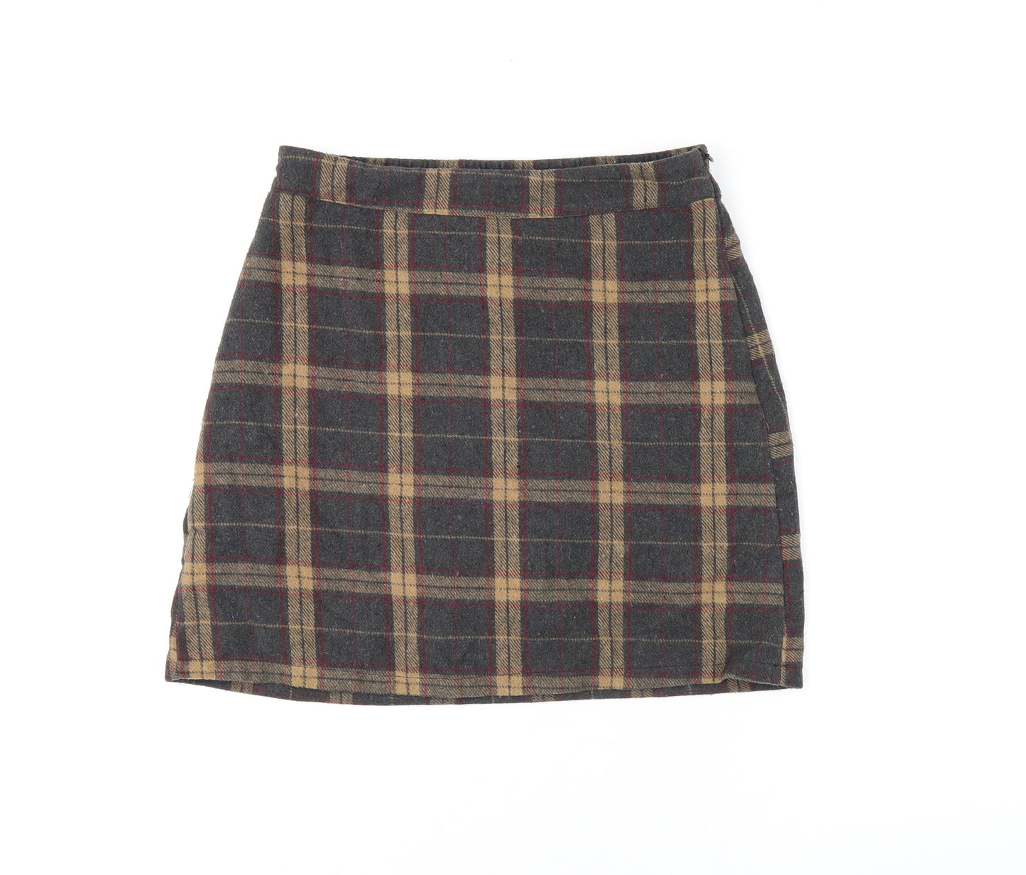 DAZY Womens Brown Plaid Polyester Skort Skirt Size L Zip