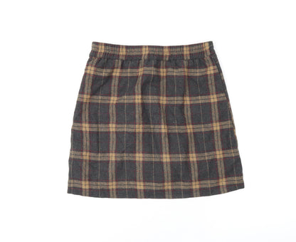 DAZY Womens Brown Plaid Polyester Skort Skirt Size L Zip