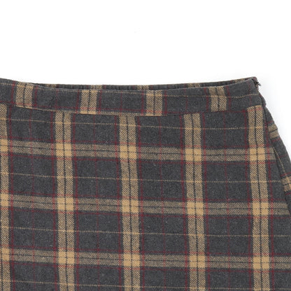 DAZY Womens Brown Plaid Polyester Skort Skirt Size L Zip