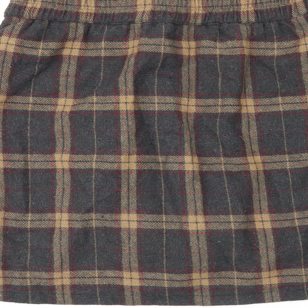 DAZY Womens Brown Plaid Polyester Skort Skirt Size L Zip