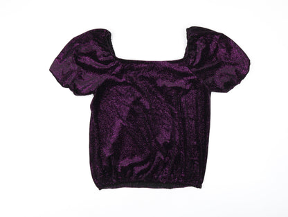 Womens UK Size 14 M&Co Purple Jersey T-Shirt