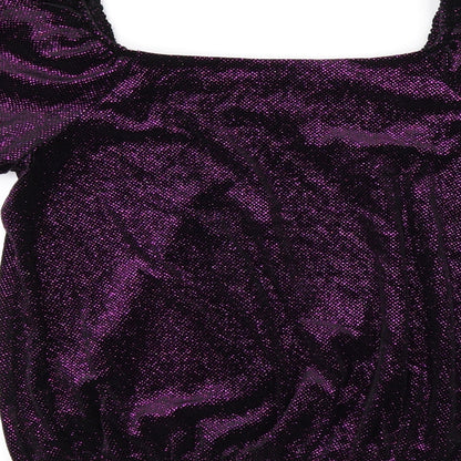 Womens UK Size 14 M&Co Purple Jersey T-Shirt