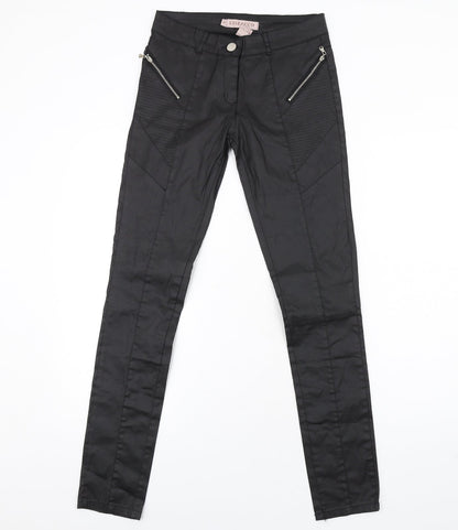 Luizacco Womens Black Cotton Skinny Jeans Size S L32 in Regular Zip - Leather Coated
