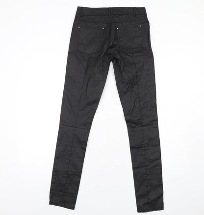 Luizacco Womens Black Cotton Skinny Jeans Size S L32 in Regular Zip - Leather Coated