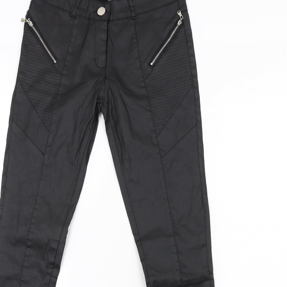 Luizacco Womens Black Cotton Skinny Jeans Size S L32 in Regular Zip - Leather Coated
