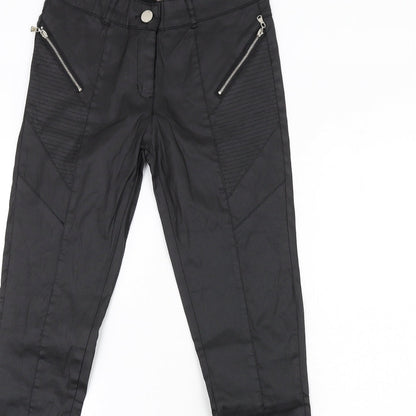 Luizacco Womens Black Cotton Skinny Jeans Size S L32 in Regular Zip - Leather Coated