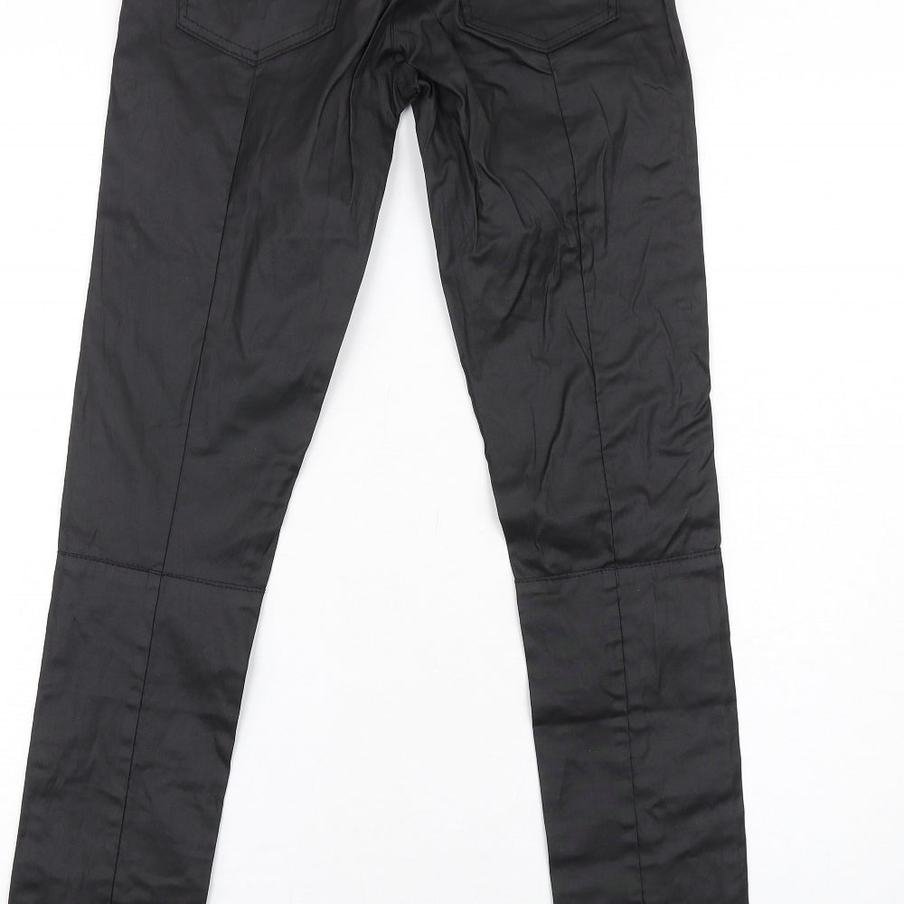 Luizacco Womens Black Cotton Skinny Jeans Size S L32 in Regular Zip - Leather Coated