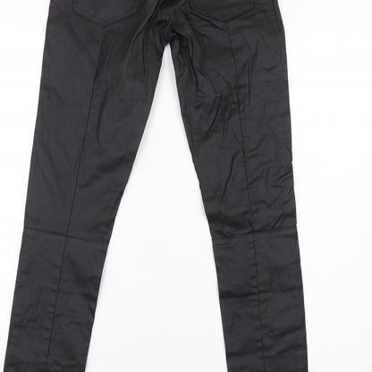 Luizacco Womens Black Cotton Skinny Jeans Size S L32 in Regular Zip - Leather Coated