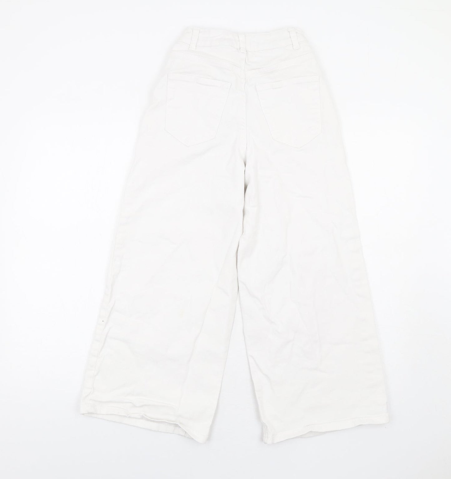 Denim & Co. Womens White Cotton Wide-Leg Jeans Size 4 L25 in Regular Zip