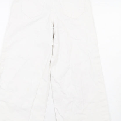 Denim & Co. Womens White Cotton Wide-Leg Jeans Size 4 L25 in Regular Zip