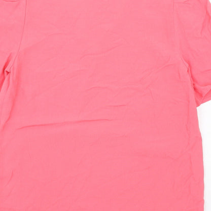 Marks and Spencer Womens Pink Viscose Basic T-Shirt Size 6 V-Neck