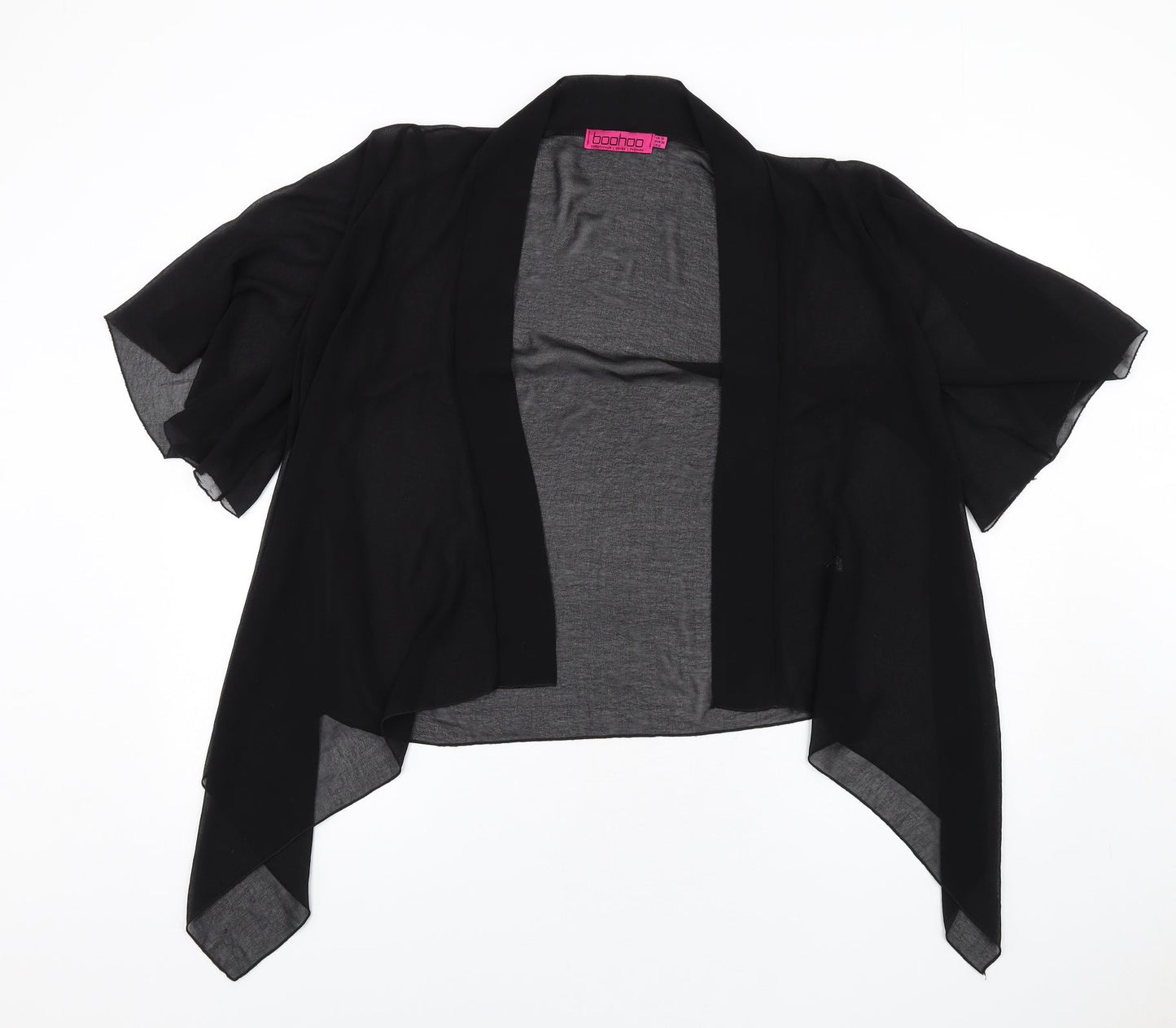 Boohoo Womens Black Polyester Kimono T-Shirt Size 10 V-Neck