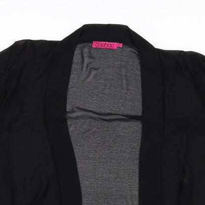 Boohoo Womens Black Polyester Kimono T-Shirt Size 10 V-Neck