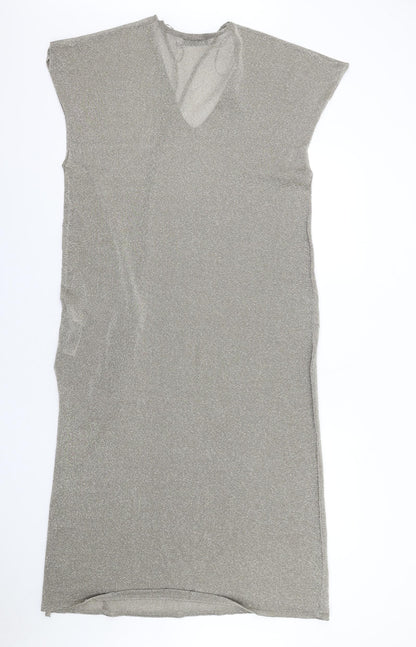 Zara Womens Brown Polyester A-Line Size S V-Neck Pullover
