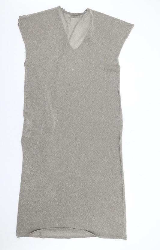 Zara Womens Brown Polyester A-Line Size S V-Neck Pullover