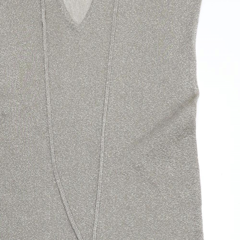 Zara Womens Brown Polyester A-Line Size S V-Neck Pullover