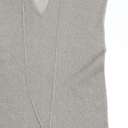 Zara Womens Brown Polyester A-Line Size S V-Neck Pullover