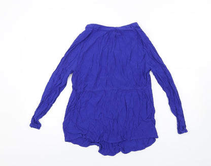 H&M Womens Blue Viscose Basic Blouse Size S V-Neck