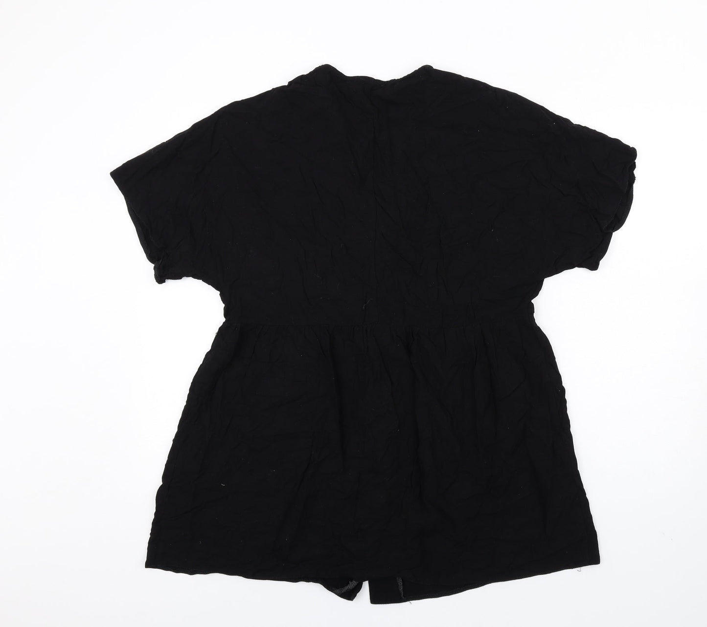 ASOS Womens Black Viscose Trapeze & Swing Size 10 V-Neck Button