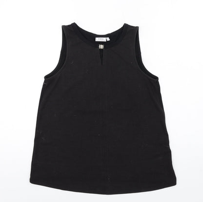 fransa Womens Black Viscose Basic Tank Size S Round Neck - Keyhole neck