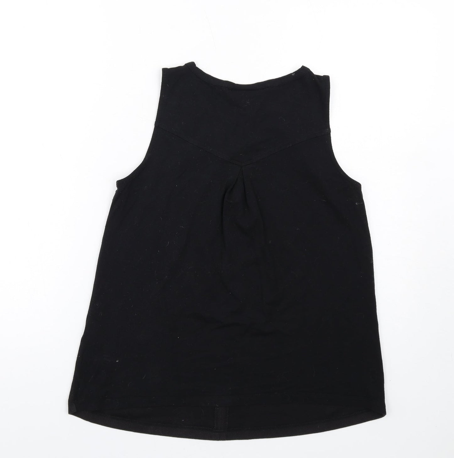 fransa Womens Black Viscose Basic Tank Size S Round Neck - Keyhole neck
