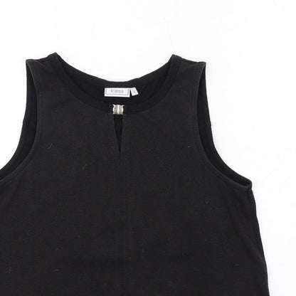 fransa Womens Black Viscose Basic Tank Size S Round Neck - Keyhole neck