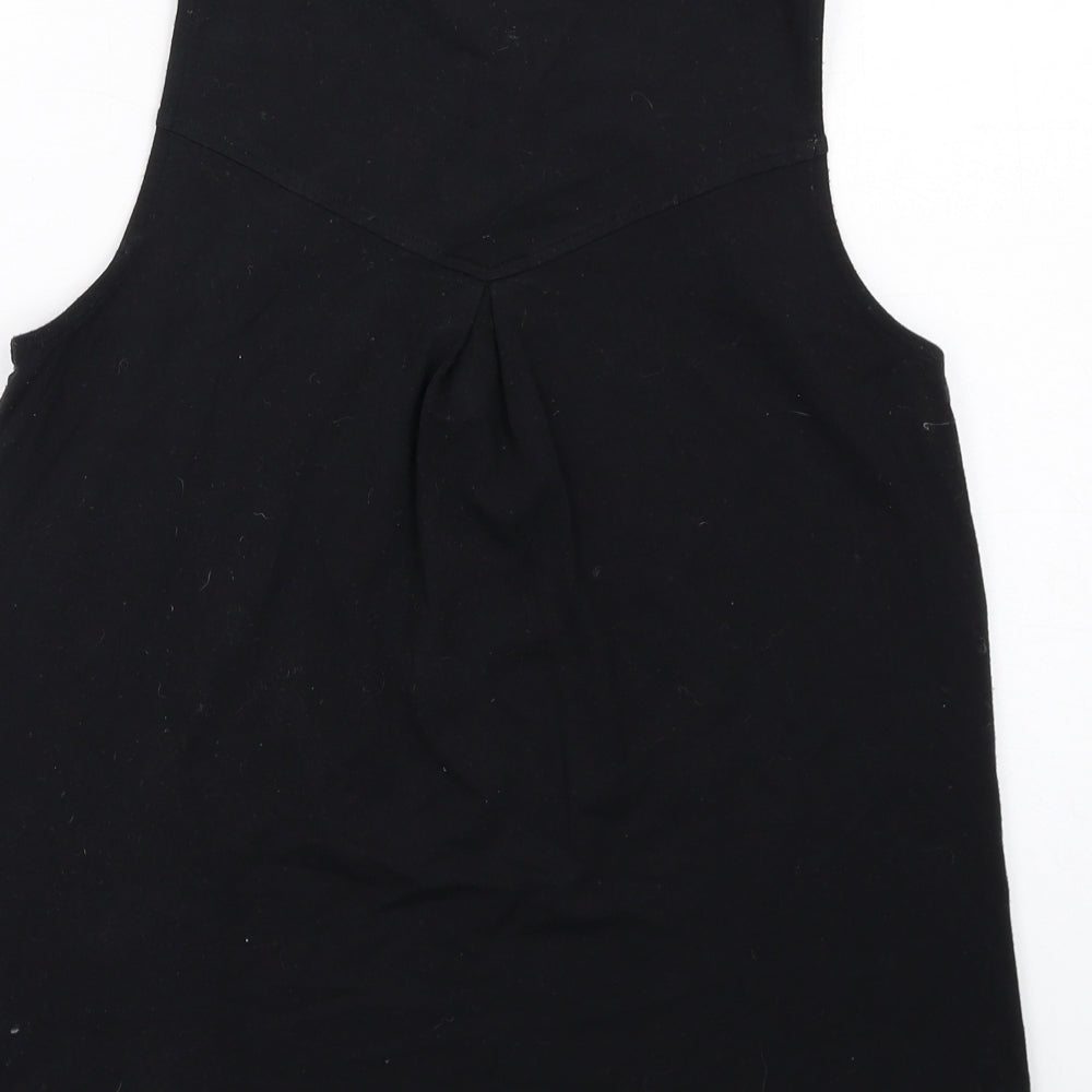 fransa Womens Black Viscose Basic Tank Size S Round Neck - Keyhole neck