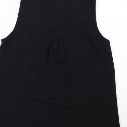 fransa Womens Black Viscose Basic Tank Size S Round Neck - Keyhole neck