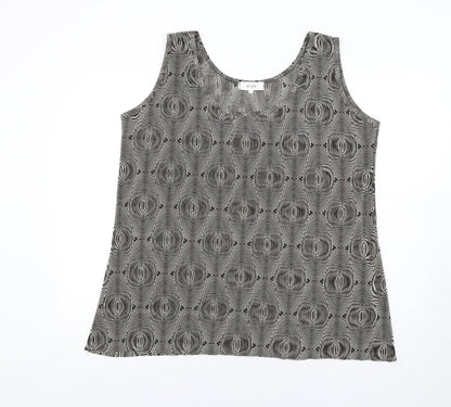 Agasy Womens Black Geometric Polyester Basic Tank Size 2XL Round Neck