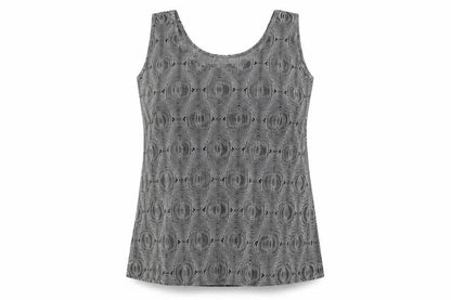 Agasy Womens Black Geometric Polyester Basic Tank Size 2XL Round Neck
