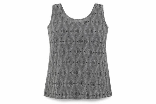Agasy Womens Black Geometric Polyester Basic Tank Size 2XL Round Neck