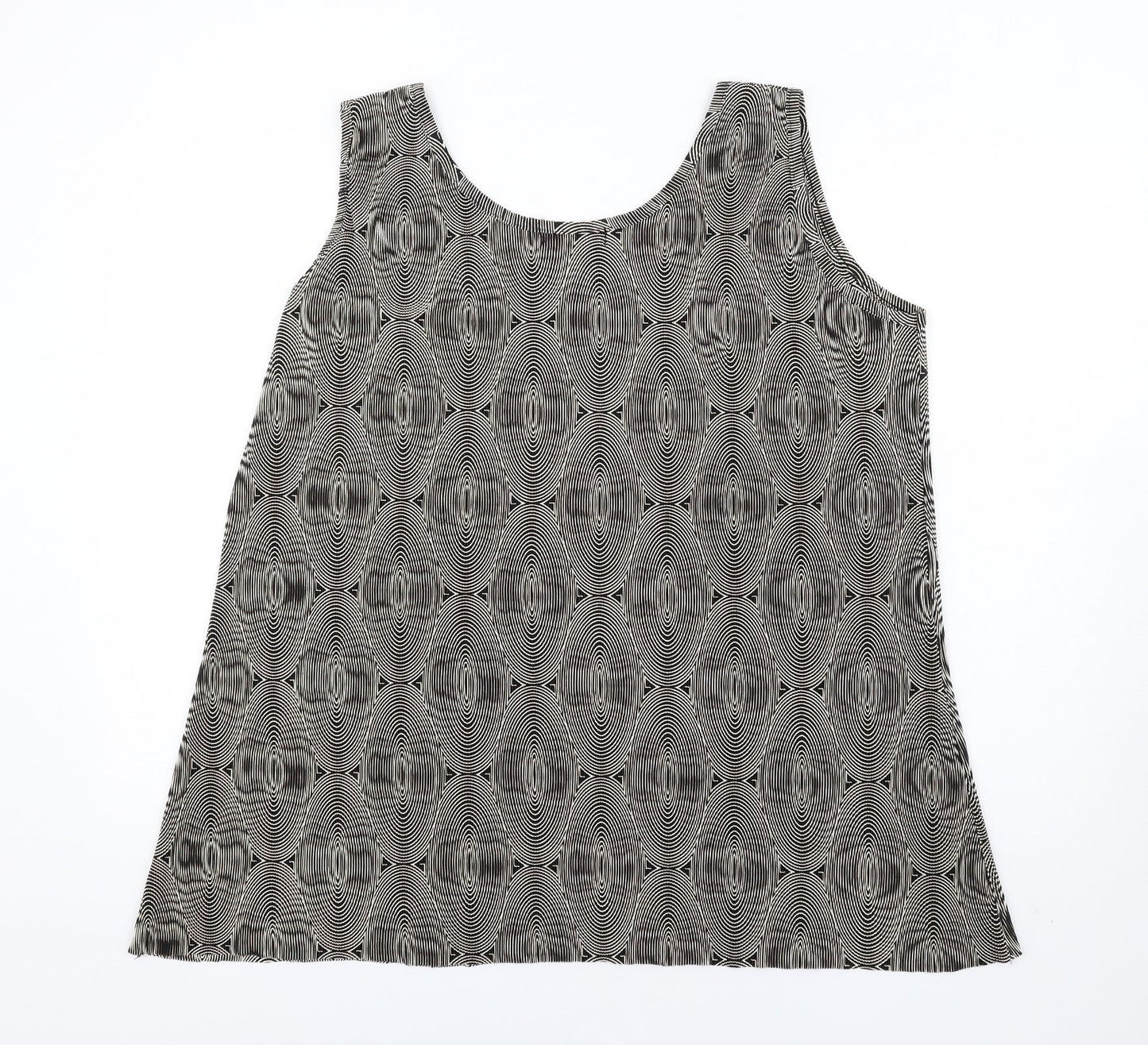 Agasy Womens Black Geometric Polyester Basic Tank Size 2XL Round Neck
