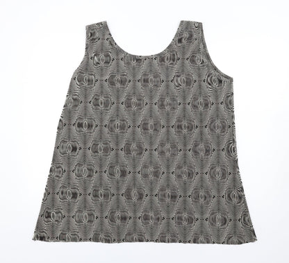 Agasy Womens Black Geometric Polyester Basic Tank Size 2XL Round Neck