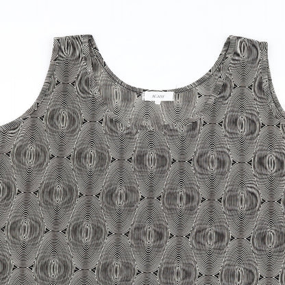 Agasy Womens Black Geometric Polyester Basic Tank Size 2XL Round Neck
