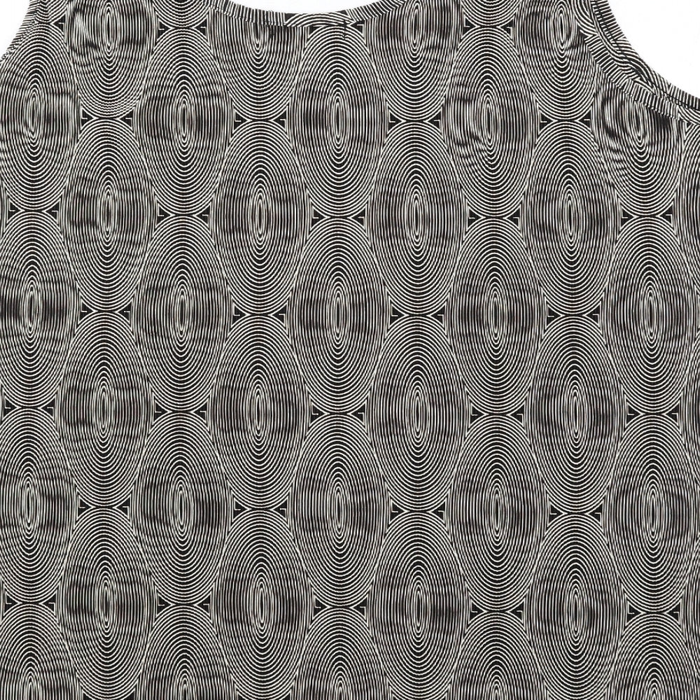 Agasy Womens Black Geometric Polyester Basic Tank Size 2XL Round Neck