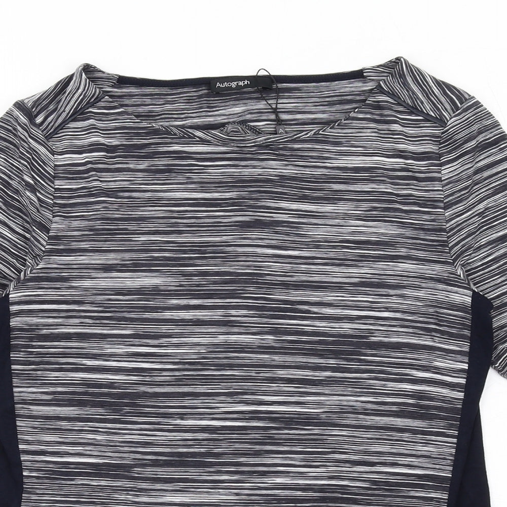 Autograph Womens Blue Viscose Basic T-Shirt Size 12 Scoop Neck