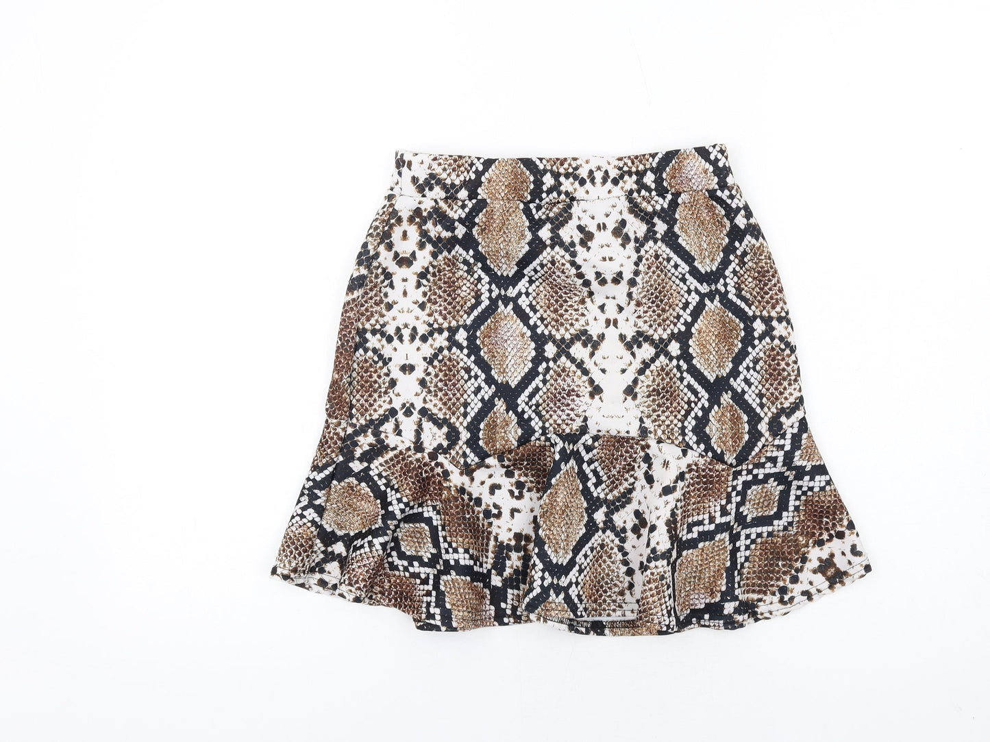 Nasty Gal Womens Brown Animal Print Polyester Trumpet Skirt Size 8 - Snake Print