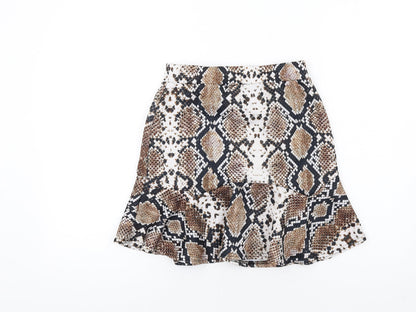 Nasty Gal Womens Brown Animal Print Polyester Trumpet Skirt Size 8 - Snake Print