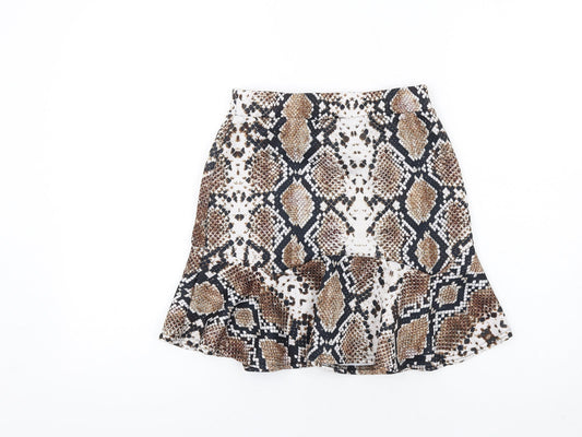 Nasty Gal Womens Brown Animal Print Polyester Trumpet Skirt Size 8 - Snake Print