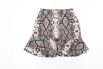Nasty Gal Womens Brown Animal Print Polyester Trumpet Skirt Size 8 - Snake Print