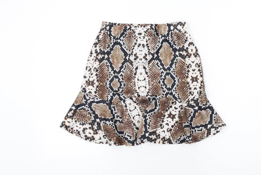 Nasty Gal Womens Brown Animal Print Polyester Trumpet Skirt Size 8 - Snake Print