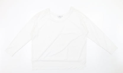 NEXT Womens White Polyester Basic T-Shirt Size 18 Round Neck