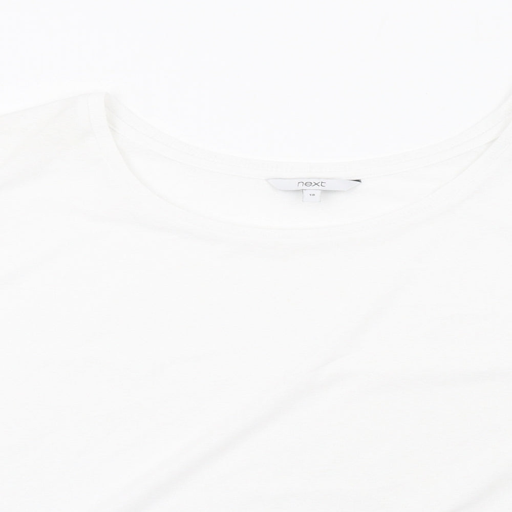 NEXT Womens White Polyester Basic T-Shirt Size 18 Round Neck