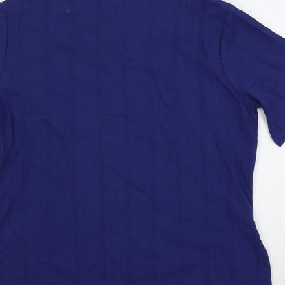 EWM Womens Blue Cotton Basic Button-Up Size 12 Collared