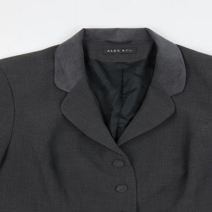 Alex & Co. Womens Grey Varsity Jacket Blazer Size 20 Button