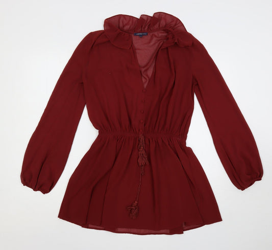 Limited Edition Womens Red Polyester Mini Size 6 Collared Tie - Sheer