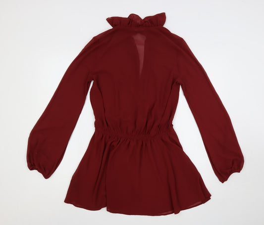 Limited Edition Womens Red Polyester Mini Size 6 Collared Tie - Sheer